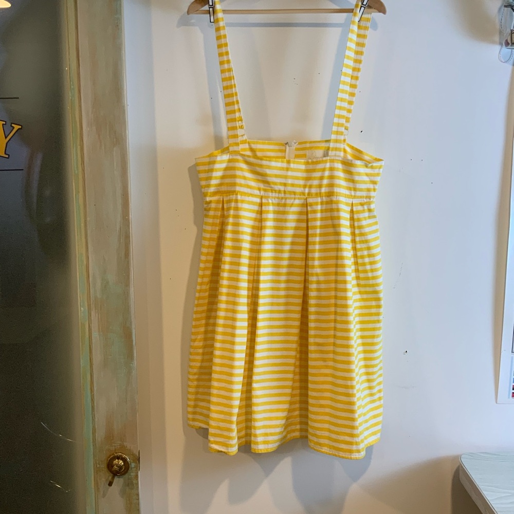 Unique Vintage Yellow Striped High Waisted Skirt with Suspenders